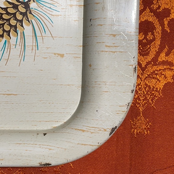 Vintage Mid Century Modern Metal Serving Trays! Pine Cone Decor! - Picture 9 of 14